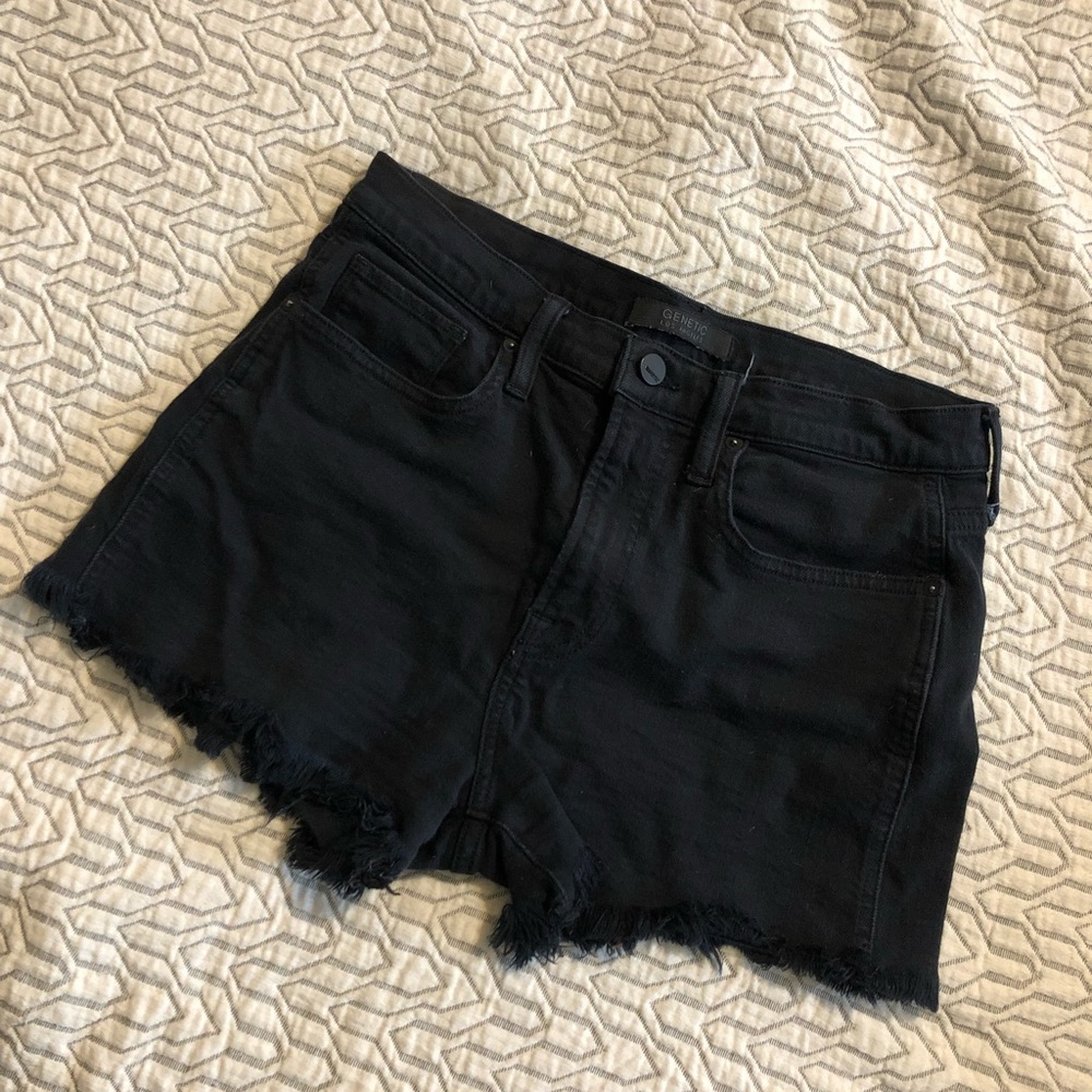 GENETIC LOS ANGELES Black Denim High Rise Cut Offs
